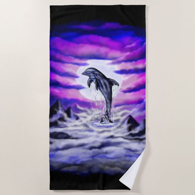 Serviette De Plage Dauphin lunaire (Devant)