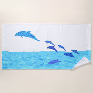 Serviette De Plage Dauphins Lowpoly sautant hors de l'Océan