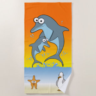 Serviette De Plage Dauphins Starfish et Seagull Ocean