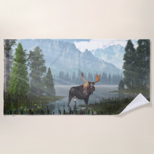 Serviette de plage de 70 x 35 cm avec l'image "Aub