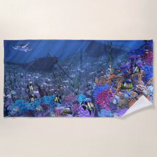Serviette de plage de 70 x 35 po avec image "Water
