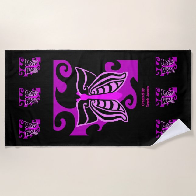 Serviette de plage de conception de papillon (Devant)