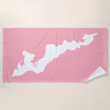 Serviette de plage de Fishers Island - Blanc/Rose