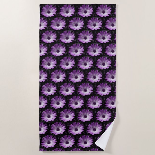 Serviette de plage de fleurs mauve (Devant)
