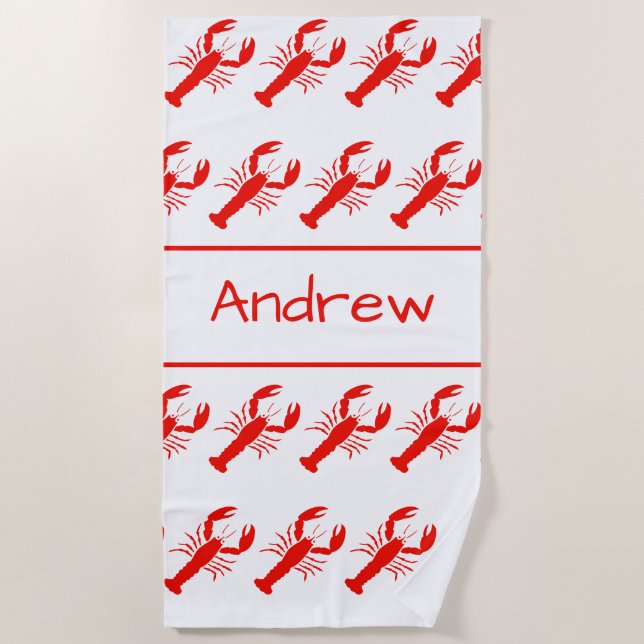 Serviette de plage de homard personnalisée (Devant)