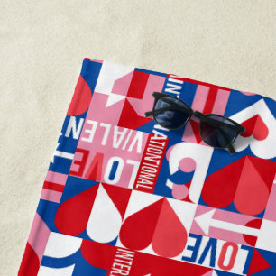 Serviette de plage de la Saint-Valentin d'amour in