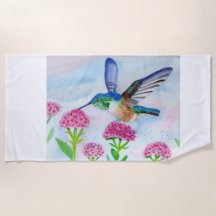Serviette de plage de l'Aquarelle de colibri