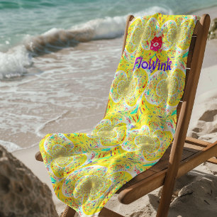 Serviette de plage de l'hippie jaune