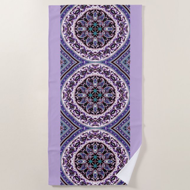 Serviette de plage de Mandala violet (Devant)