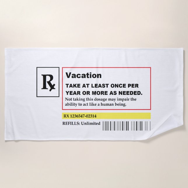 Serviette de plage "de prescription de vacances" (Devant)