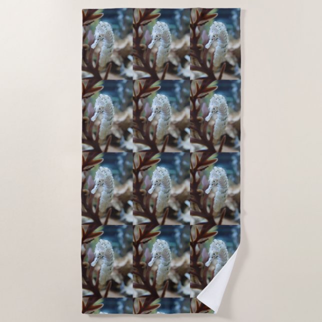 Serviette de plage de Seahorse blanc (Devant)
