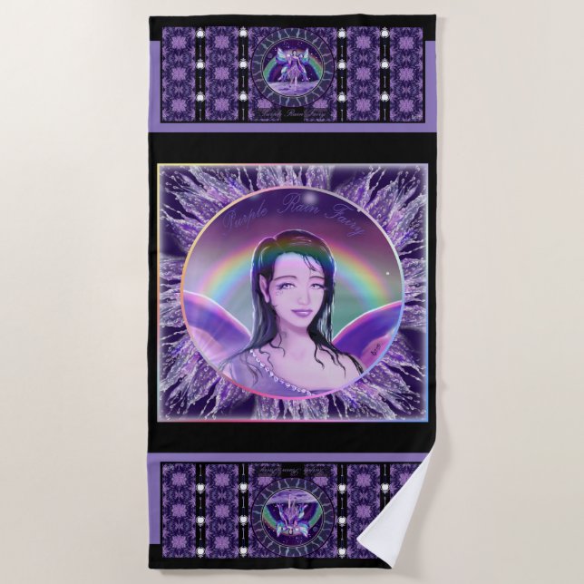 Serviette de plage de violet Rain fairy (Devant)