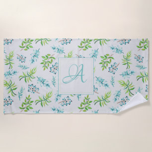 Serviette De Plage Décor Mariage Fleur sauvage bleu bleu