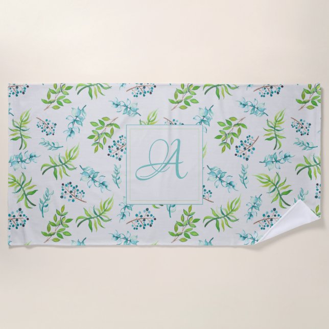 Serviette De Plage Décor Mariage Fleur sauvage bleu bleu (Devant)