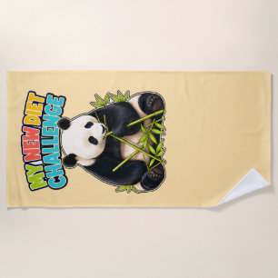 Serviette de plage Défi de régime de Panda drôle