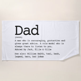Serviette De Plage Définition personnalisée de papa en noir et blanc