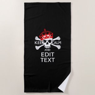 Serviette De Plage Demandez à votre texte de garder calme Crossbones 