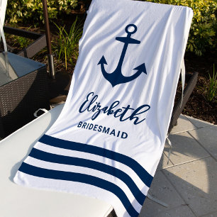 Serviette De Plage Demoiselle d'honneur d'ancre de marine nautique