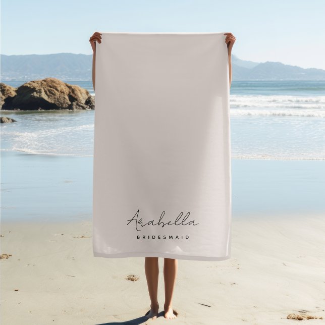 Serviette De Plage Demoiselle d'honneur | Écriture Moderne Minimalist (Créateur téléchargé)