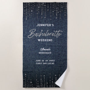 Serviette De Plage Denim Diamonds Moderne Bachelorette Week-end