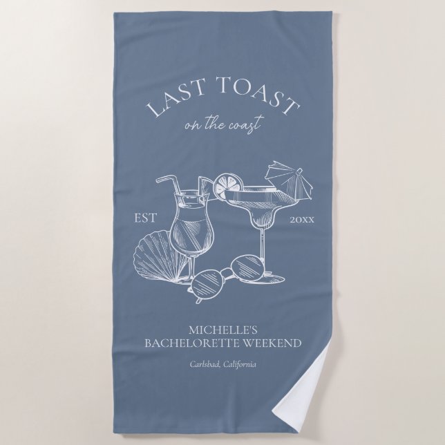 Serviette De Plage Dernier Toast Sur La Côte Bachelorette Fête (Devant)
