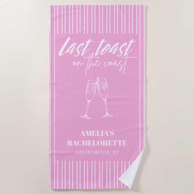 Serviette De Plage Dernière toaste sur la côte Fête de bachelorette r (Devant)