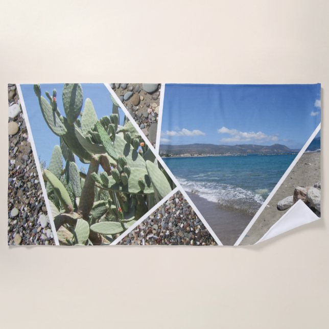 Serviette De Plage Design de collage méditerranéen (Devant)