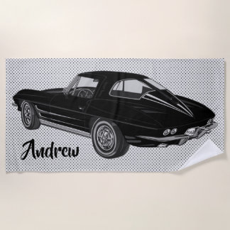 Serviette de plage design de Corvette Noir Classiq
