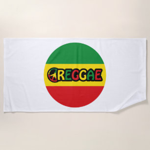 Serviette De Plage Design de reggae avec couleurs de drapeau reggae