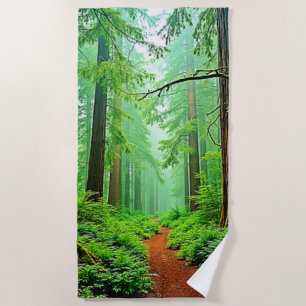 Serviette De Plage Design de tranquillité de la forêt de Redwood