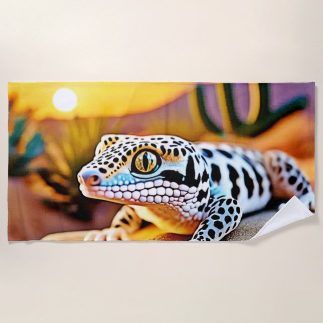 Serviette De Plage Design du désert de Leopard Gecko (Devant)