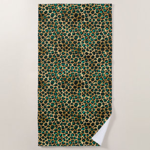 Serviette De Plage Design turquoise et Gold Leopard Series 14