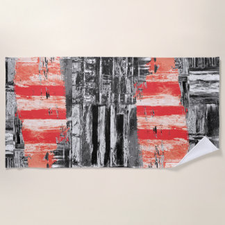 Serviette de plage – Dessin abstrait Red Pulse