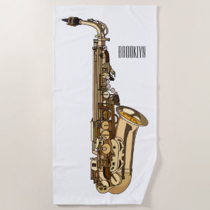 Serviette De Plage dessin animé saxophone