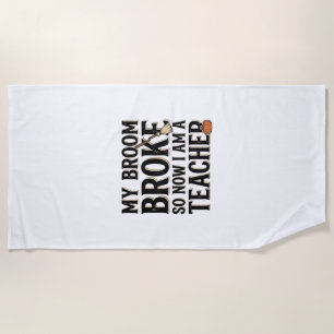 Serviette De Plage Dessin Halloween Vintage Prof Blague Balai Cassé