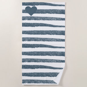 Serviette De Plage Destination Rustique Bleue Et Blanche Classique