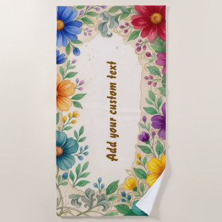 Serviette de plage d'été à motif de fleurs colorée