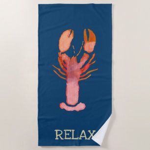 Serviette De Plage Détente Watercolor Lobster Nautical