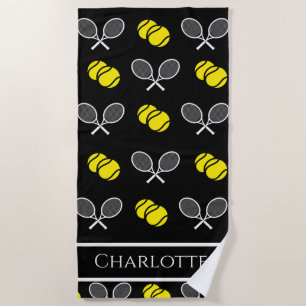 Serviette De Plage Deux balles de tennis et raquettes blanches Motif 