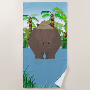 Serviette de plage d'hippopotame