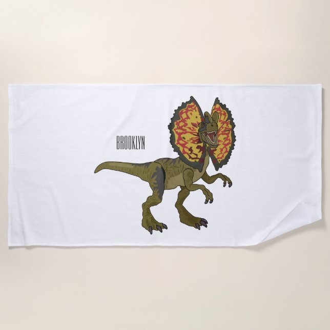 Serviette De Plage Dilophosaurus dessin animé (Devant)