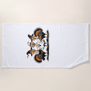 Serviette De Plage Dindon Halloween Boo, Dinde de Thanksgiving, Dindo