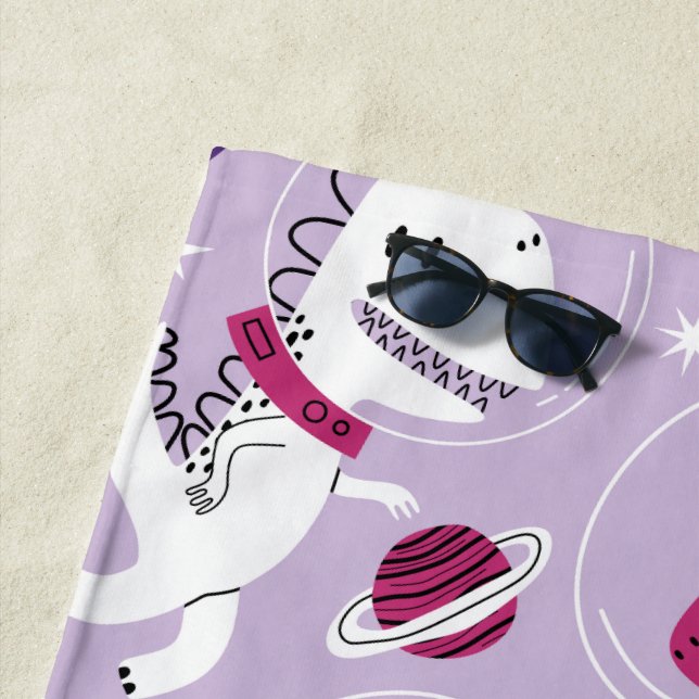 Serviette De Plage Dinosaures de l'espace, Dinosaures mignons, Étoile (En situation)