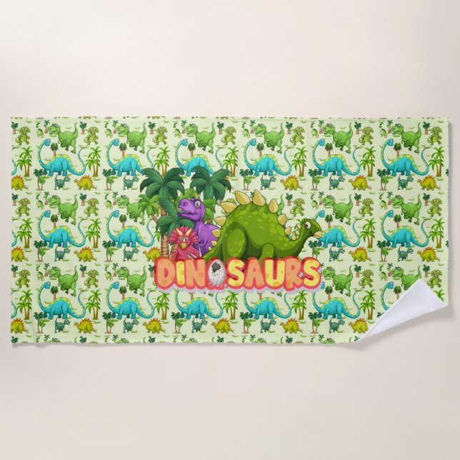 Serviette De Plage Dinosaures pour enfants (Devant)