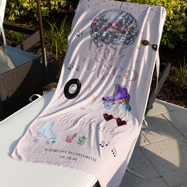 Serviette De Plage Disco Retro Roller Skating | Enterrement de vie de (Créateur téléchargé)