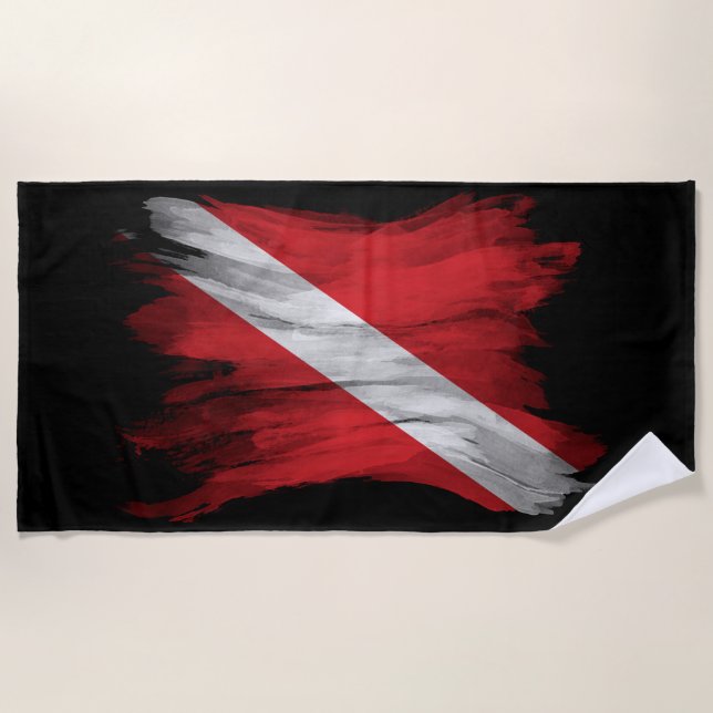 Serviette De Plage Diver Down flag brush stroke, Diver flag (Devant)