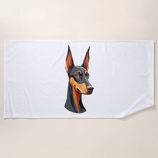 Serviette De Plage Doberman de l'oreille naturelle (Devant)