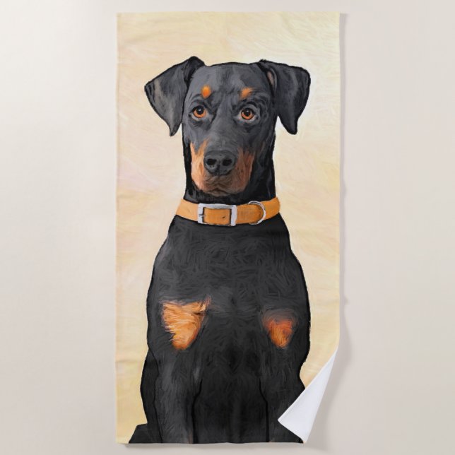 Serviette De Plage Doberman Pinscher Peinture non découpée Art origin (Devant)