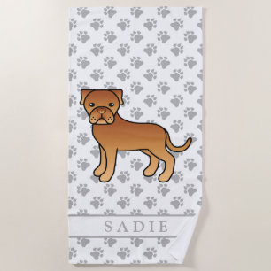 Serviette De Plage Dogue De Bordeaux Chien de Dessin Animé Mignon & N