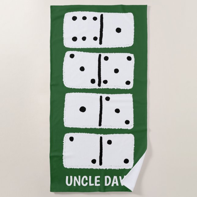 Serviette De Plage Dominos blancs sur Vert Personnalisé (Devant)